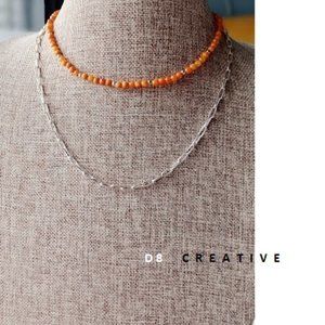 Choker necklace orange color fire agate Stone with solid 925 sterling silver